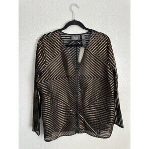 Chico's Travelers Collection Jacket Womens Size 3 XL Striped Copper Shimmer Zip